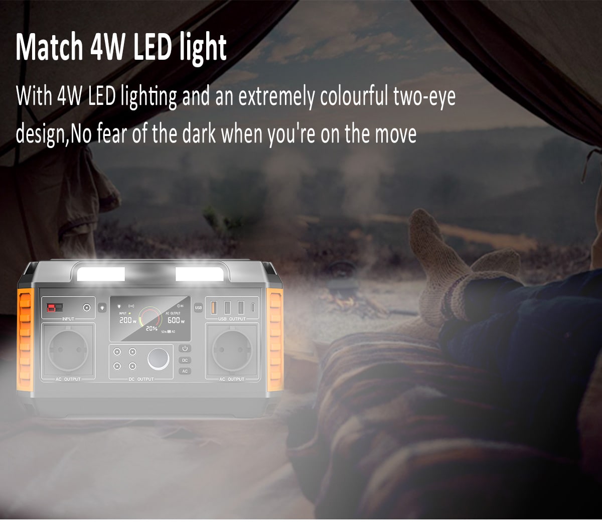 LED 조명이 있는 600W 휴대용 배터리 전원 스테이션